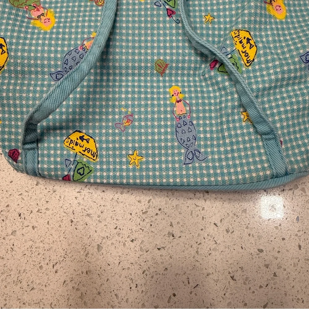 Laura Ashley Blue Gingham Drawstring Bag